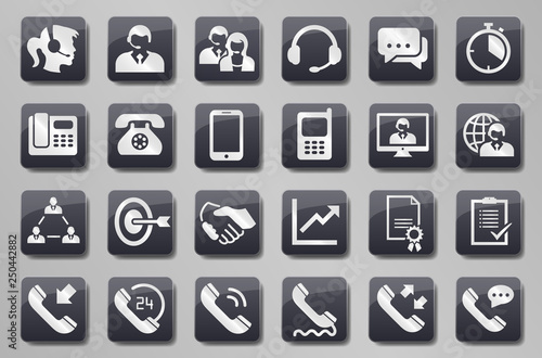Customer support service grey button set