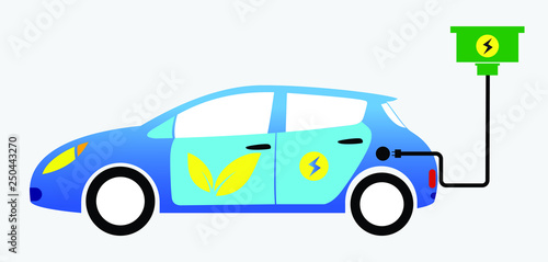 electric car or electric vehicle with green energy concept to save the energy. easy to modify