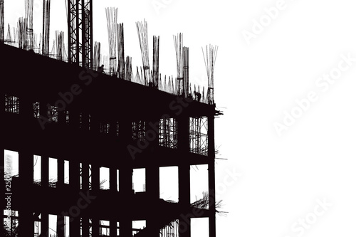 Silhouette images of construction sites.