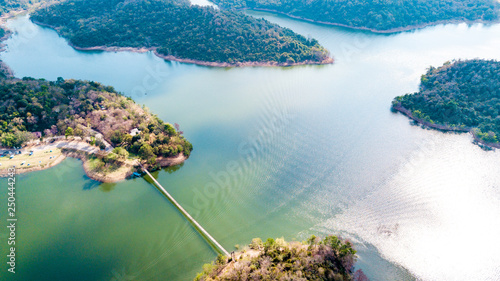 Kaeng Krachan Dam national park, Phetchaburi province, Thailand in aerial view from drone photo