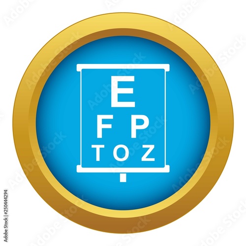 White placard with letters eyesight testing icon blue vector isolated on white background for any design