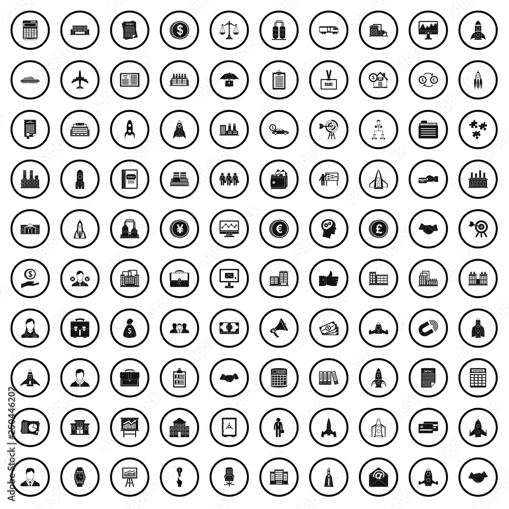 100 corporation startup icons set in simple style for any design vector illustration