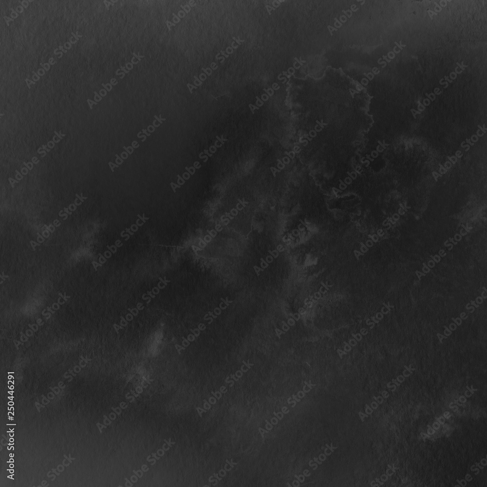 Obraz premium Black ink and watercolor texture on white paper background. Paint leaks and ombre effects. Hand painted abstract image. School blackboard.