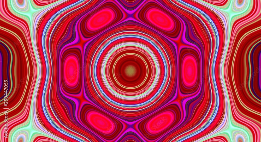 Psychedelic symmetry abstract pattern and hypnotic background,  bright zine culture.