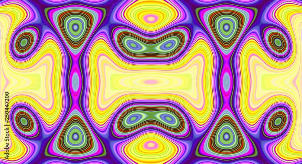 Psychedelic symmetry abstract pattern and hypnotic background,  backdrop ornament.