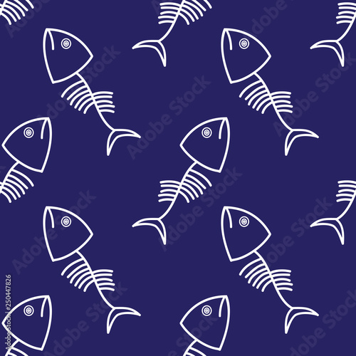Seamless pattern with skeletons of fish.