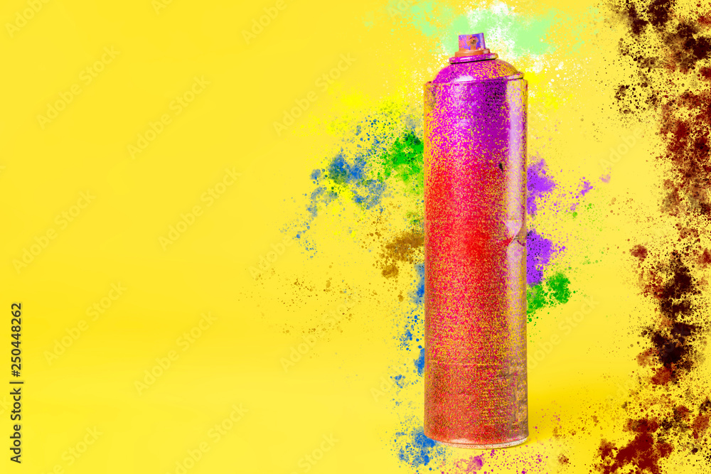 Fototapeta premium street art spray can and color splash on the background concept b