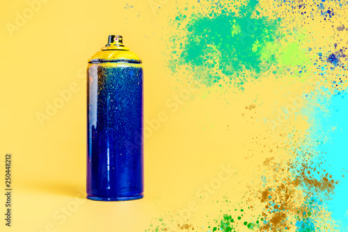 Billede på lærred street art spray can and color splash on the background concept b