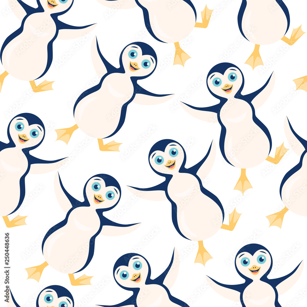 Obraz premium Happy penguin chaotic pattern