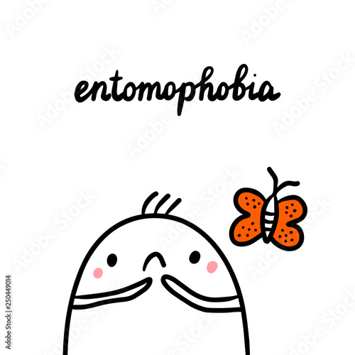 Enotomophobia hand drawn illustration with cute marshmallow