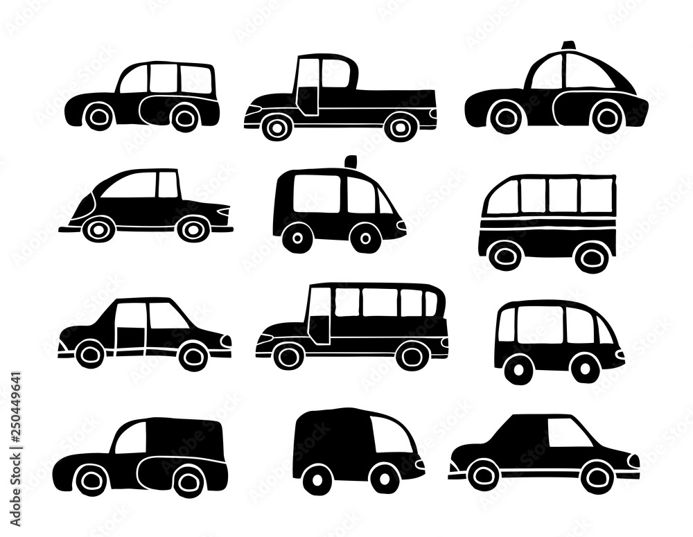 Set of toy silhouette sketches Set of toy silhouette sketches