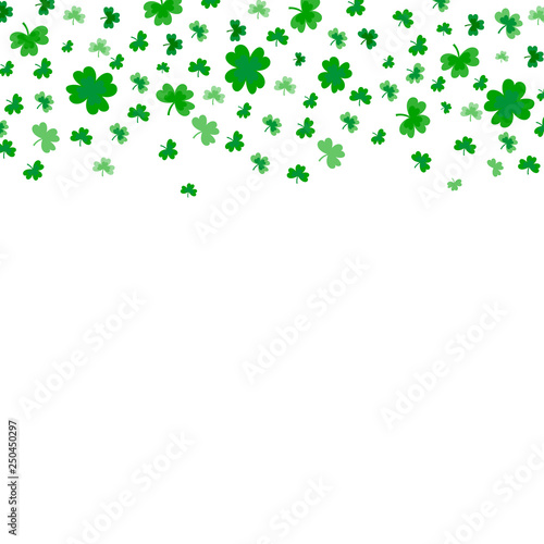 Saint Patrick's Day Border with Green Four and Tree Leaf Clovers