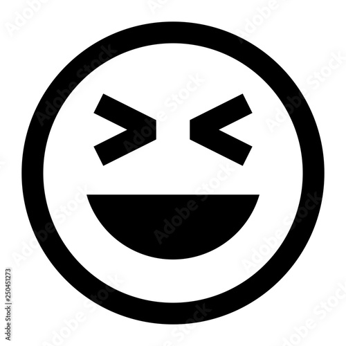 Laughing with eyes tightly closed