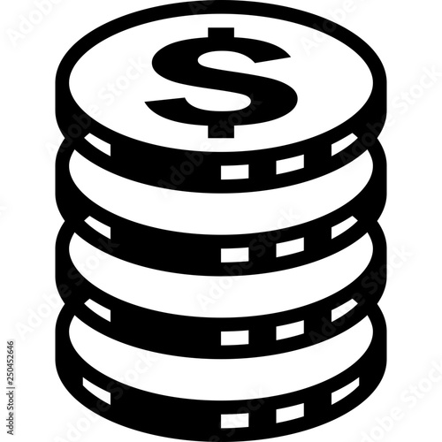Dollar coins stacked