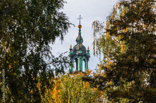 Closeup of Church of St Michael the Archangel and St Stanislaus Bishop and Martyr and Pauline Fathers Monastery (Skalka) in Krakow, Poland