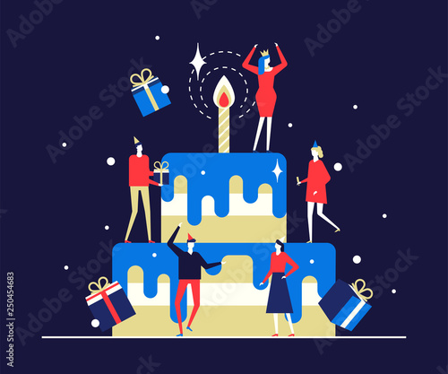 Happy birthday party - flat design style illustration