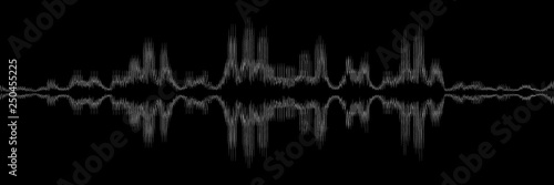 horizontal abstract black and white sound wave design for pattern and background