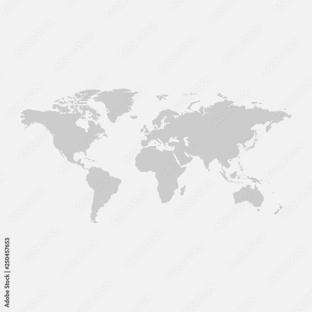 Flat world map icon on white background