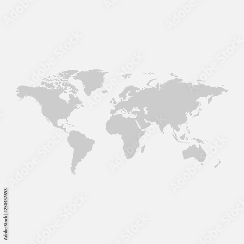 Flat world map icon on white background