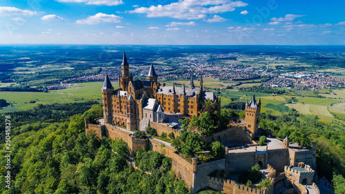 Aerial view of famous Hohenzollern Castle photo