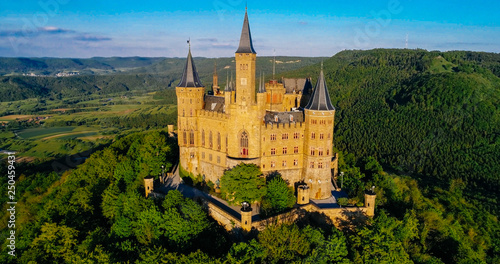Tableau sur toile Aerial view of famous Hohenzollern Castle, Germany