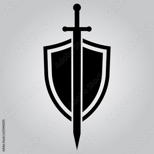 The sword in the background of the shield