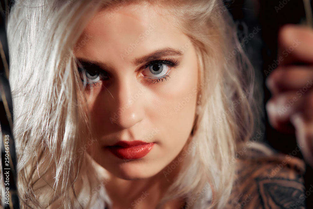 Close-up of beautiful woman lips with red lipstick. Open mouth with white teeth. Beauty, makeup fashion. Beauty Studio shot. Passionate kiss Close-up of beautiful woman lips with red lipstick. Open mouth with white teeth. Beauty, makeup fashion. Beauty Studio shot. Passionate kiss