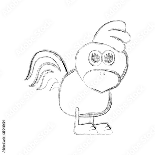 Sketch of a cute rooster. Vector illustration design