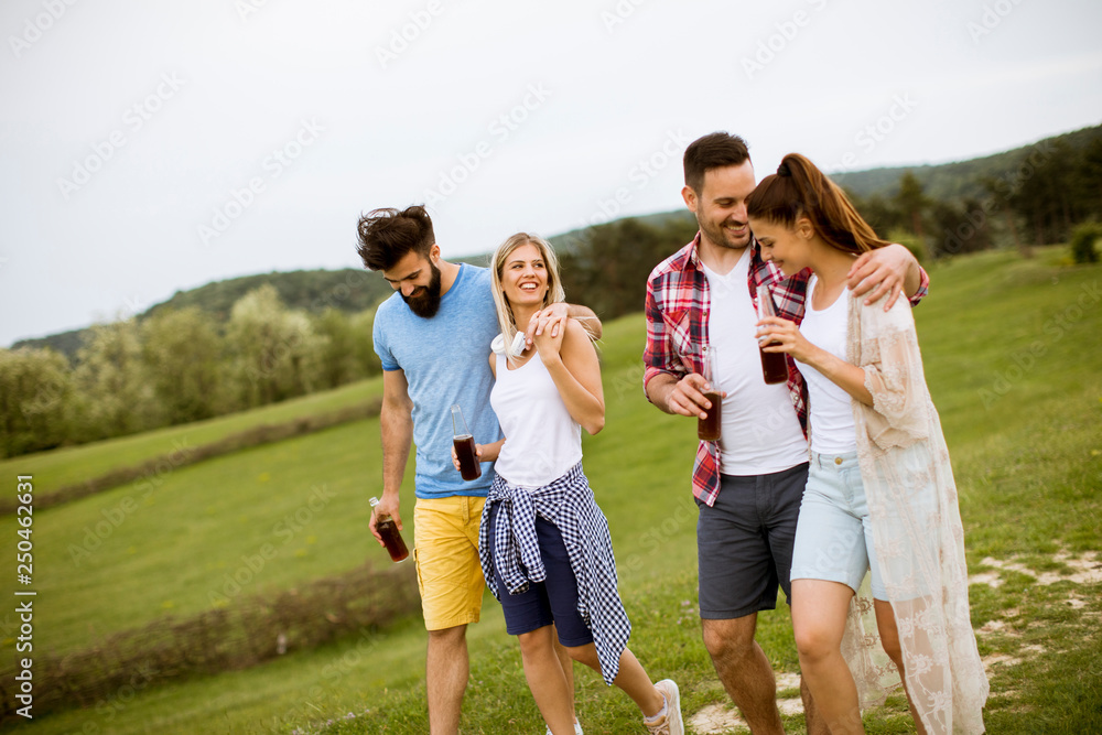 Happy group of friends having fun and smiling at nature Happy group of friends having fun and smiling at nature