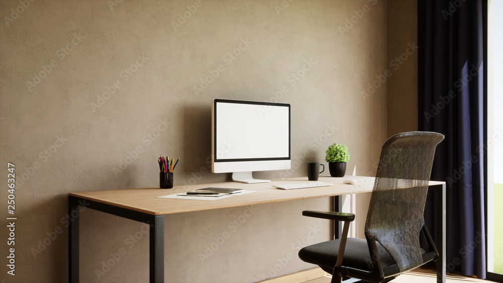 vue 3d bureau plus ordinateur 04 vue 3d bureau plus ordinateur 04