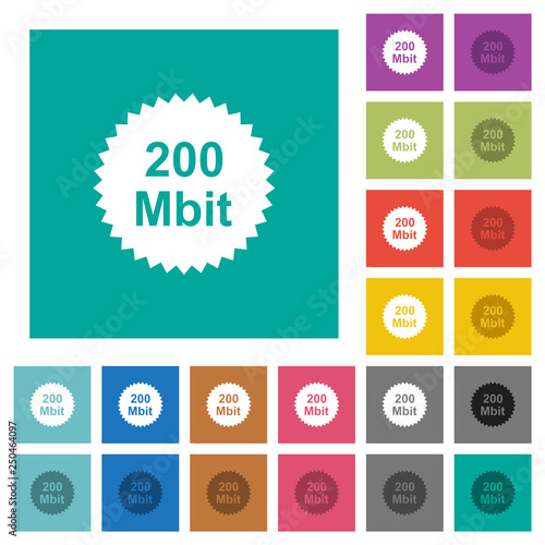 200 mbit guarantee sticker square flat multi colored icons