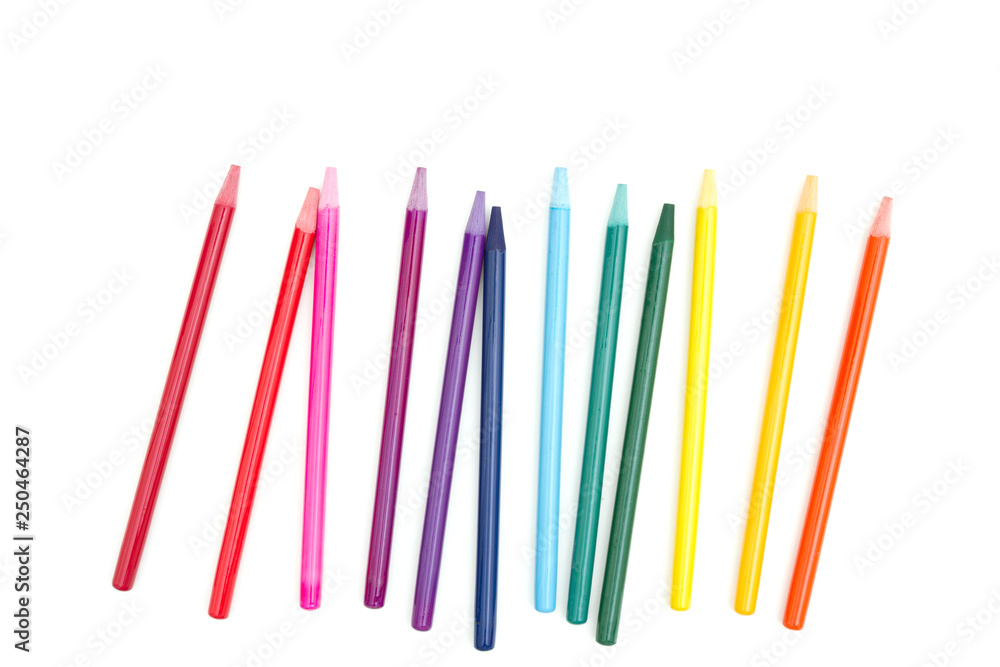 Colored watercolor pencils isolated over white