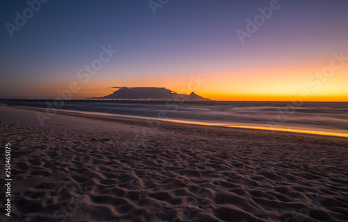 Night view of Table Mountain and Cape Town, South Africa