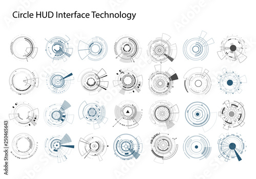 Set of abstract technology circle. Graphic element vector.