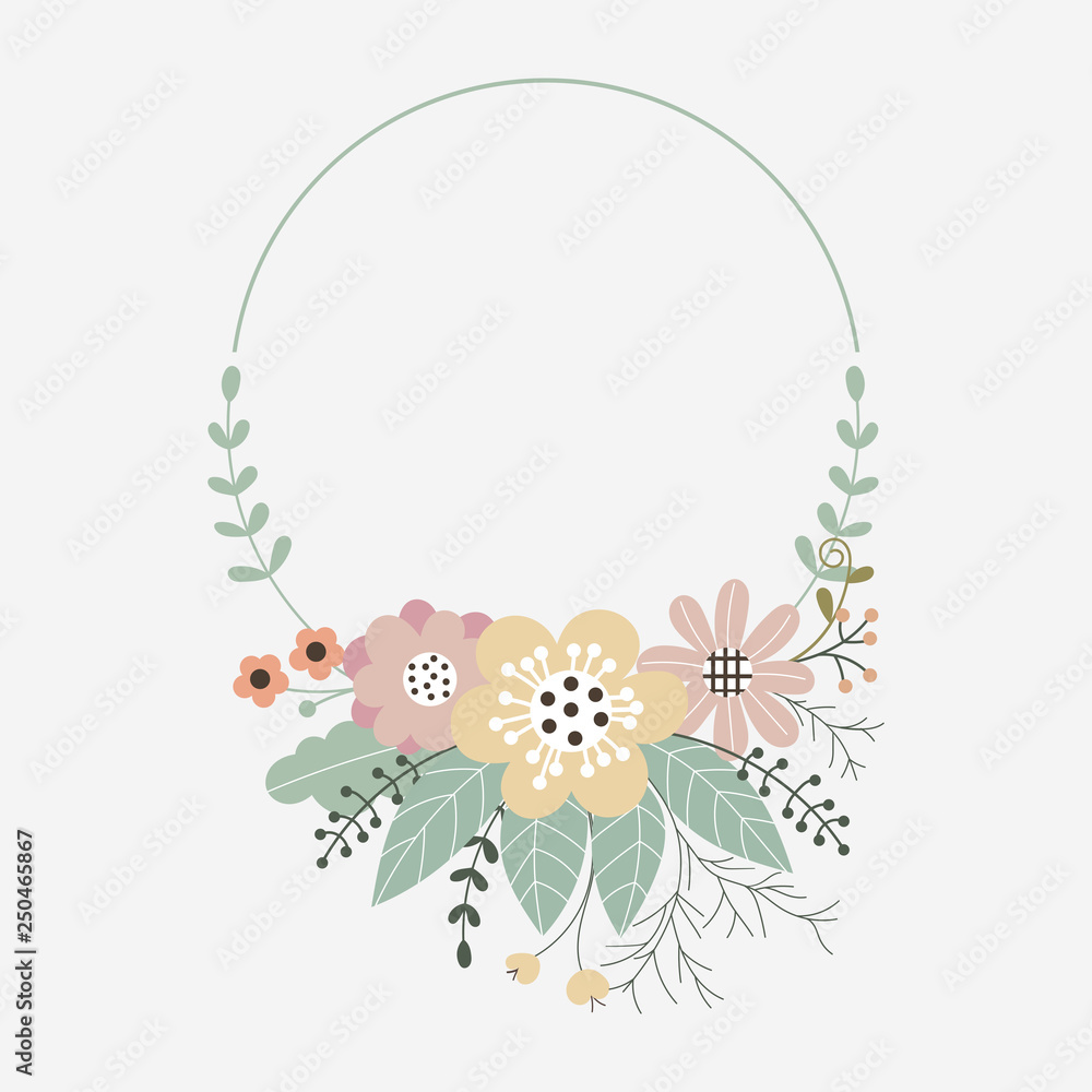 vector floral frame with flowers, hand drawn template vector floral frame with flowers, hand drawn template