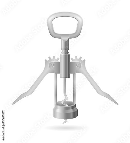 metal corkscrew for opening a cork in a wine bottle vector illustration