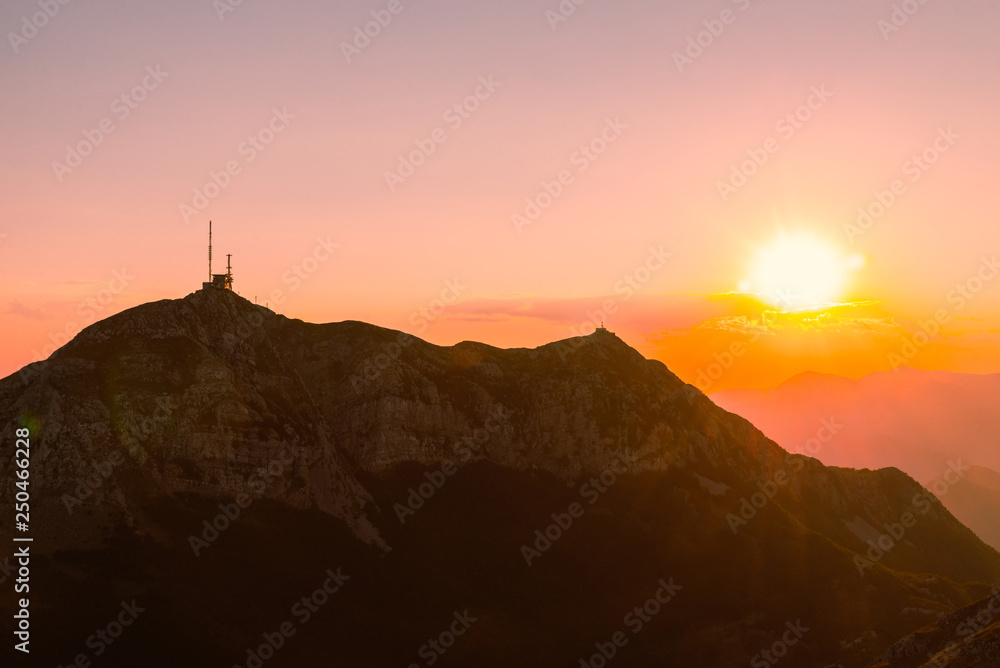 panoramic view of lovcen national park in montenegro on sunset panoramic view of lovcen national park in montenegro on sunset