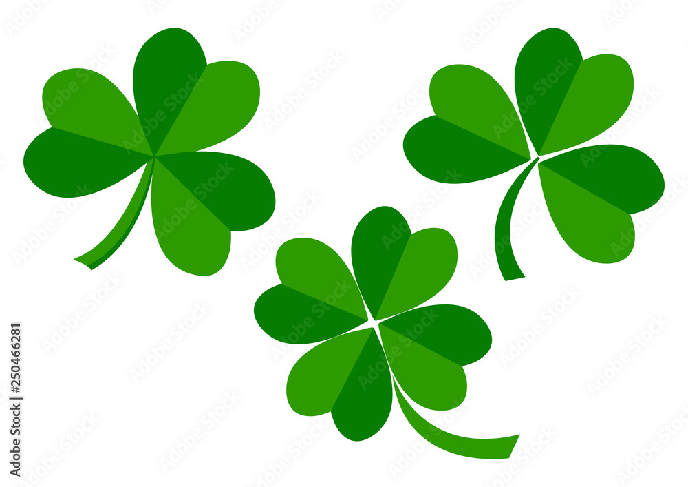 Set of green leaves clover for Saint Patrick's Day. Vector illustration Set of green leaves clover for Saint Patrick's Day. Vector illustration