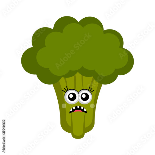 Isolated sad broccoli cartoon. Vector illustration design