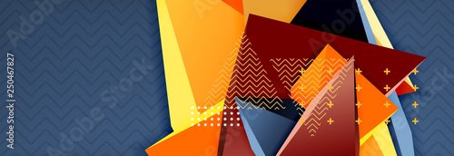 3d triangular shapes geometric background. Origami style pattern with triange shapes for decorative design. Poster design. Line design. Modern presentation template