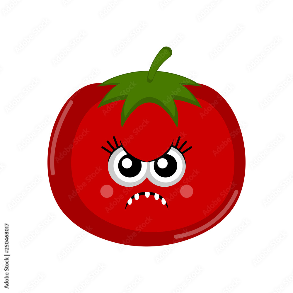 Isolated angry tomato cartoon. Vector illustration design Isolated angry tomato cartoon. Vector illustration design