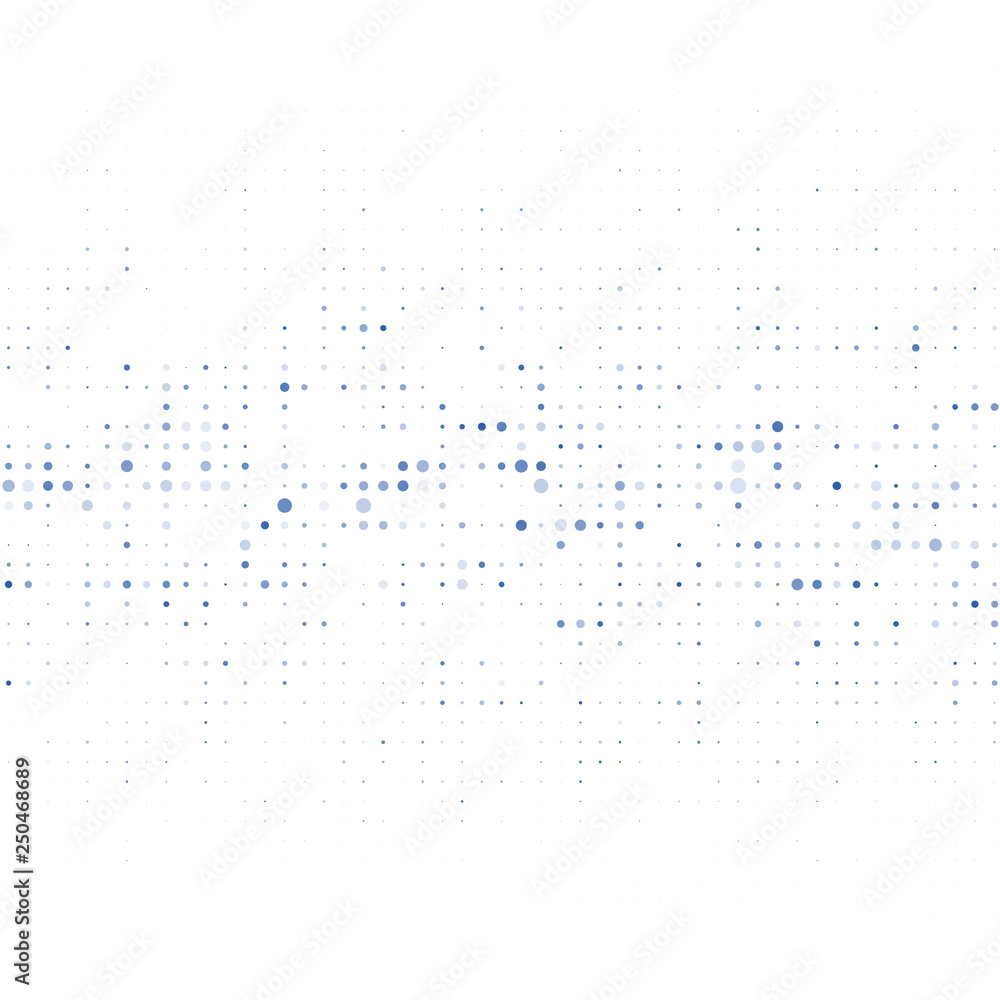 The composition from blue dots on white background. The composition from blue dots on white background.