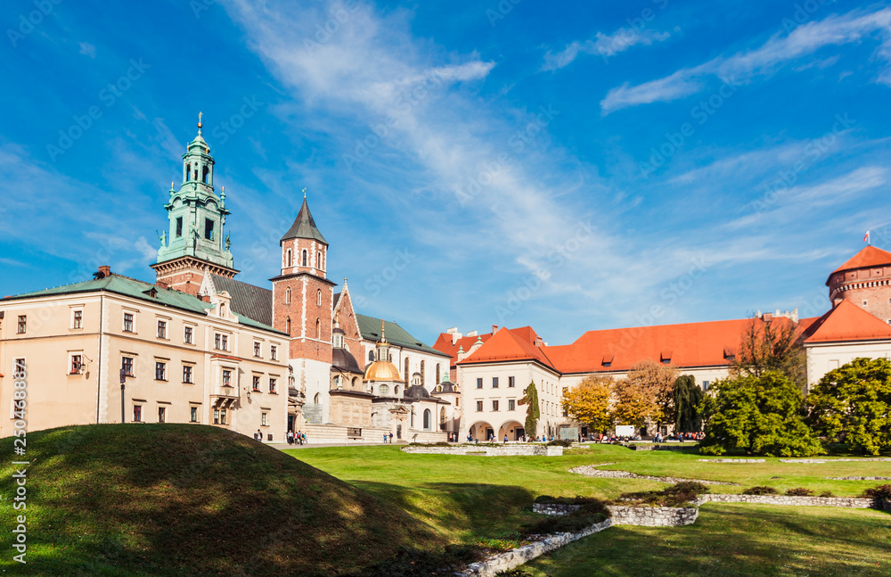 The Royal Archcathedral Basilica of Saints Stanislaus and Wenceslaus in Wawel Castle in Krakow, Poland
