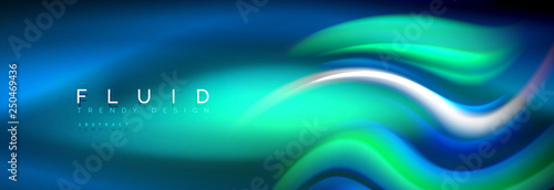 Fluid colors mixing glowing neon wave background, holographic texture