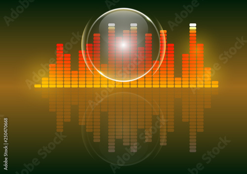 Abstract form of sound wave, digital equalizer, sound impulses of musical rhythm. Bright background for your design. Vector illustration