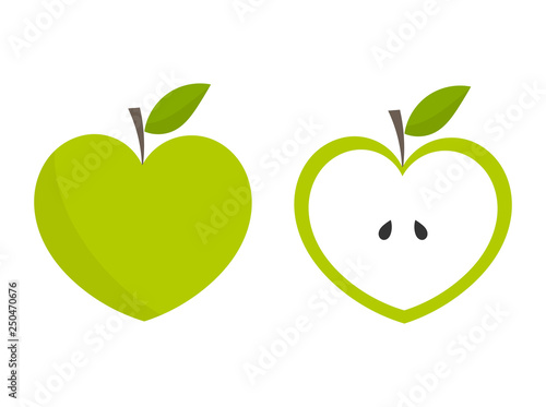Green heart shaped apples