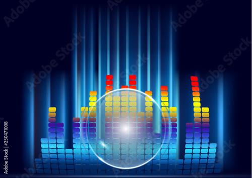 Abstract form of sound wave, digital equalizer, sound impulses of musical rhythm. Bright background for your design. Vector illustration