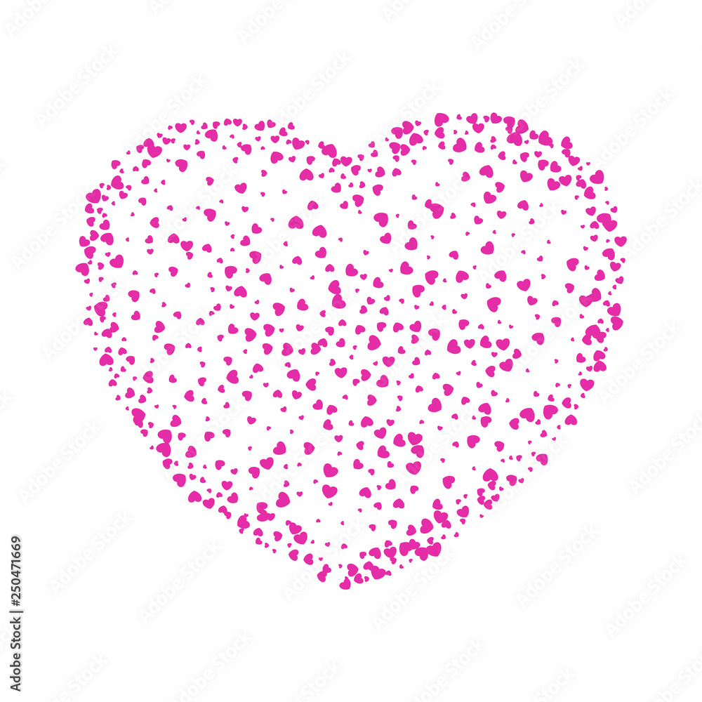 Love heart from gentle flying pink and red hearts.