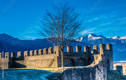 Castelgrande Castle (aka., Middle, Schwyz and St. Martin's Castle) Bellinzona, the capital city of southern Switzerland’s Ticino canton. A Unesco World heritage site, Known for its 3 medieval castles photo