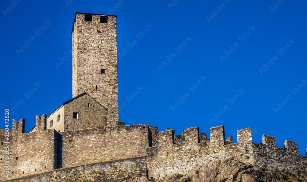 Montebello Castle (aka., Middle, Schwyz and St. Martin's Castle) Bellinzona, the capital city of southern Switzerland’s Ticino canton. A Unesco World heritage site, Known for its 3 medieval castles